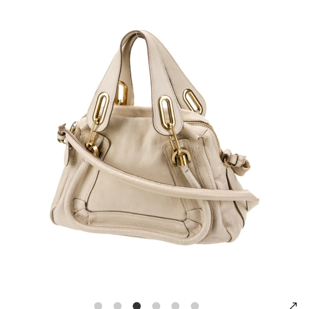 Authentic CHLOE PARATY - Cream Leather Shoulder Bag with Silver Accents - Picture 10 of 16